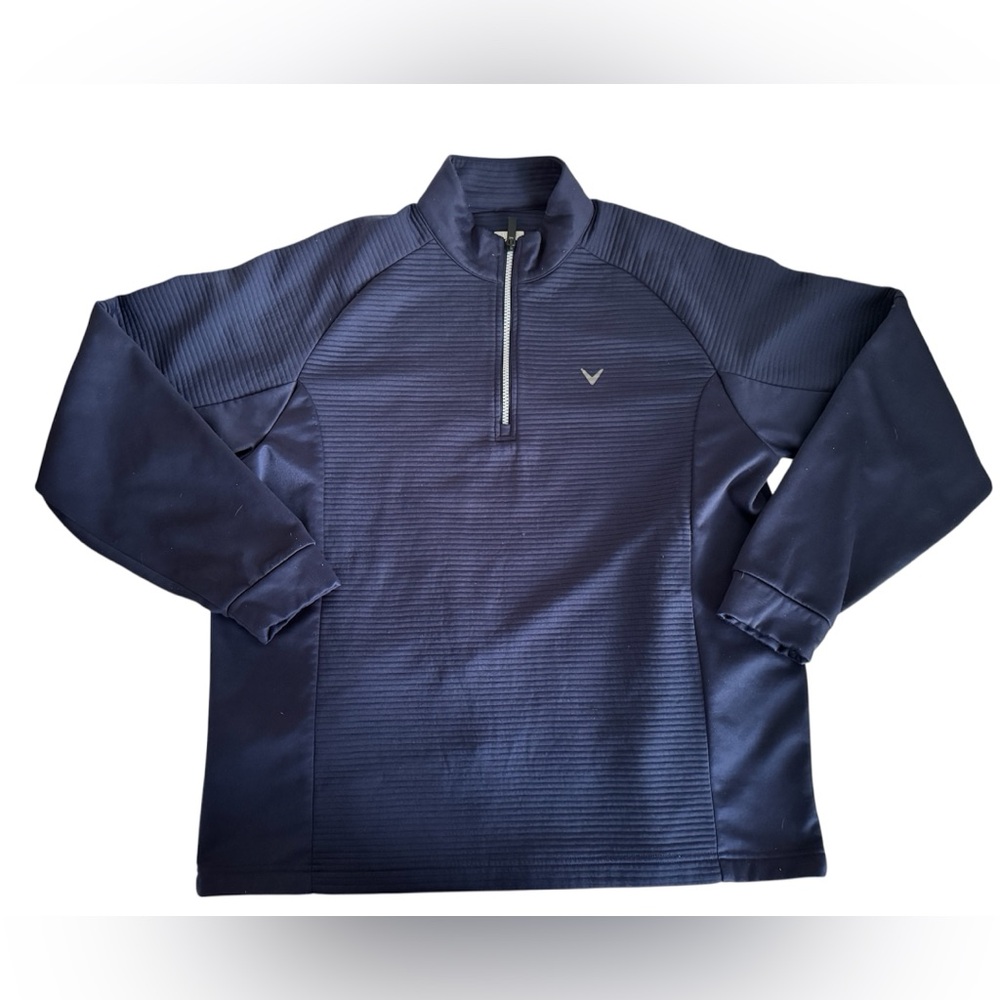 Callaway Golf Pullover Quarter Zip 1/4 Zip Navy Large Jacket ribbed opti-dry